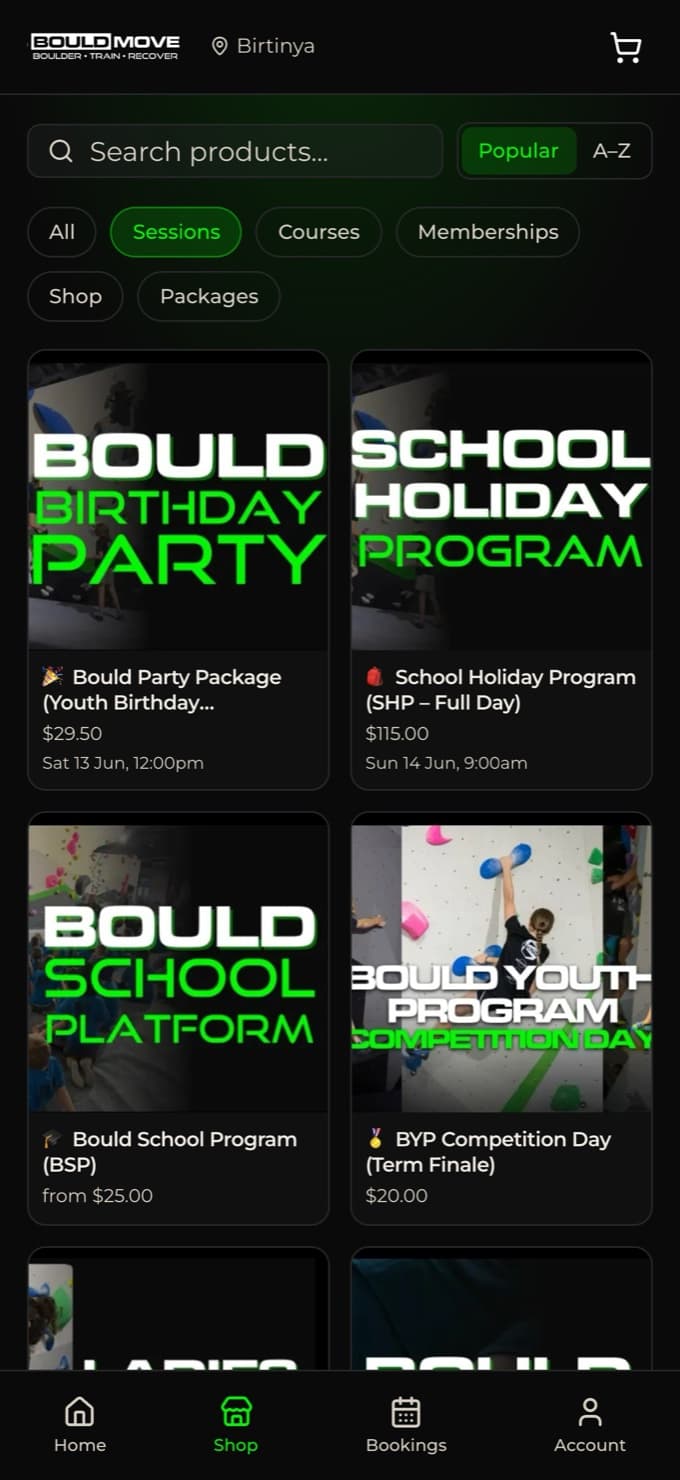 Cultcha customer app showing bookable classes with dates and prices